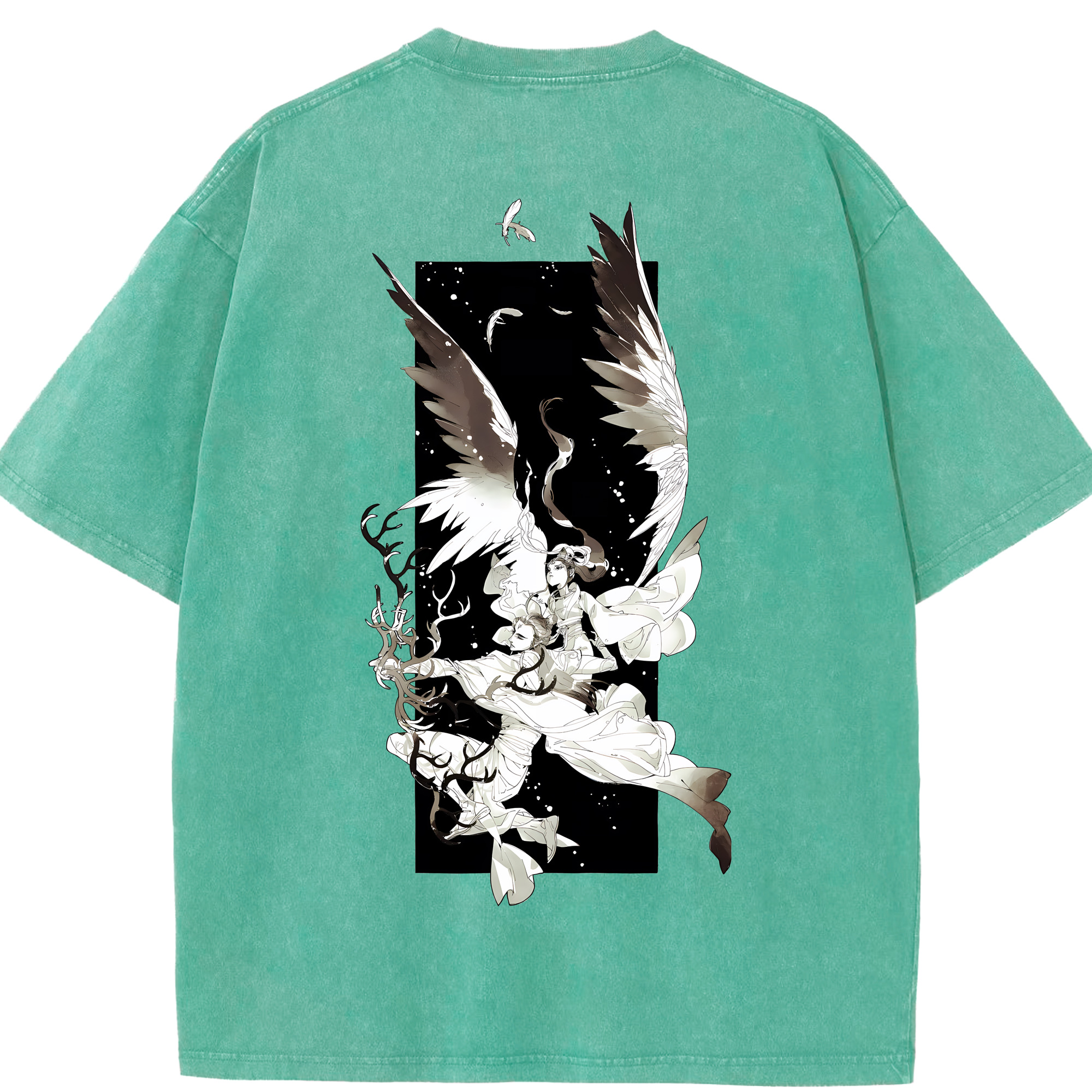 （画像用） Ne Zha 2 ナタ 魔童の大暴れ 綿100% ヴィンテージ風 半袖Tシャツ（背面プリント）
